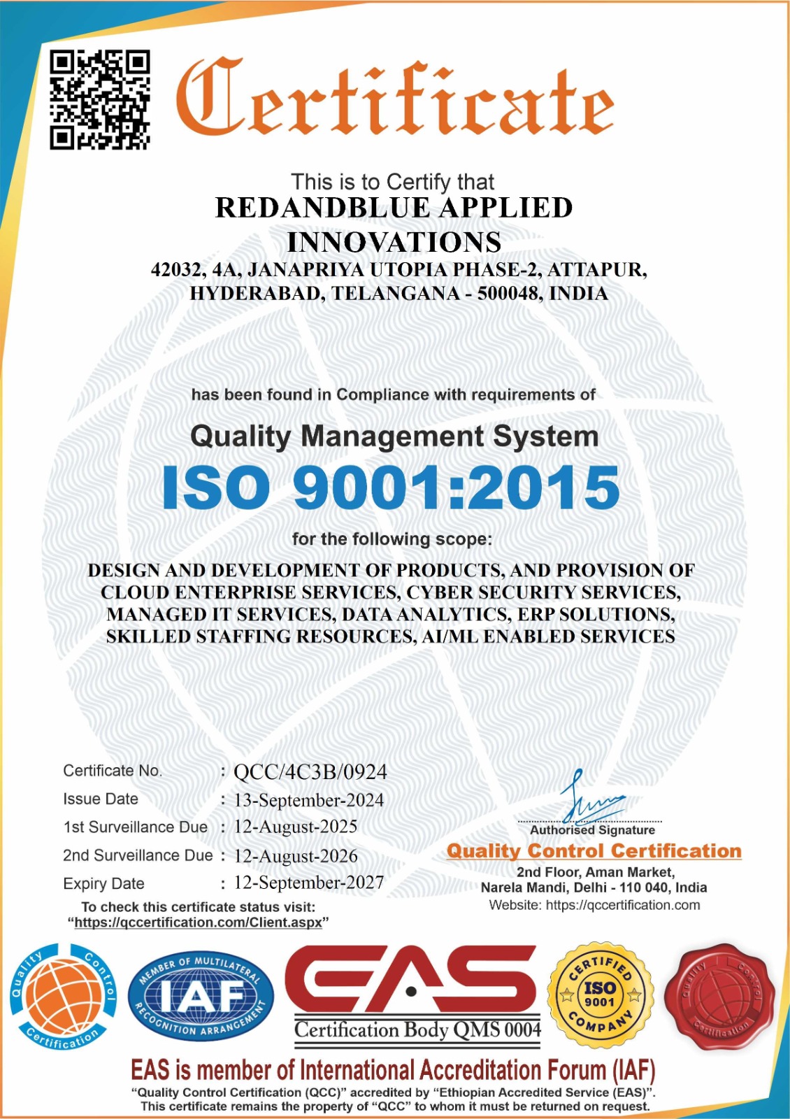 ISO 9001:2015 – Quality Management System (QMS)